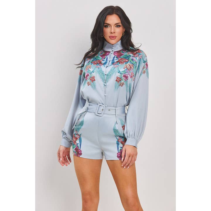 CONJUNTO DE PANTALONES CORTOS CON ESTAMPADO FLORAL DE MANGA LARGA para venta al por mayor de The Sang