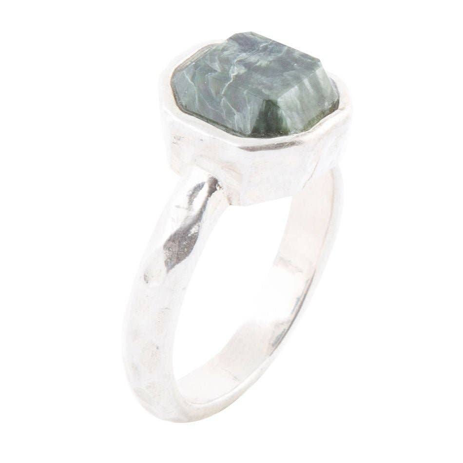 Barse Jewelry - Wholesale Cocktail/Statement Ring - Hammered Green Seraphinite Sterling Silver Ring0