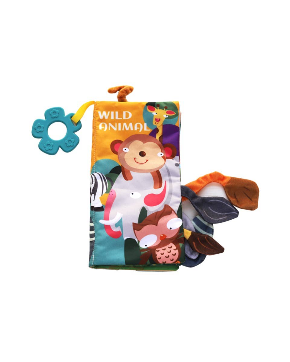 Kika Group Ltd. - Wholesale Baby & Toddler Book (0-2) - Educational Cloth Book With Teether Wild Animals0