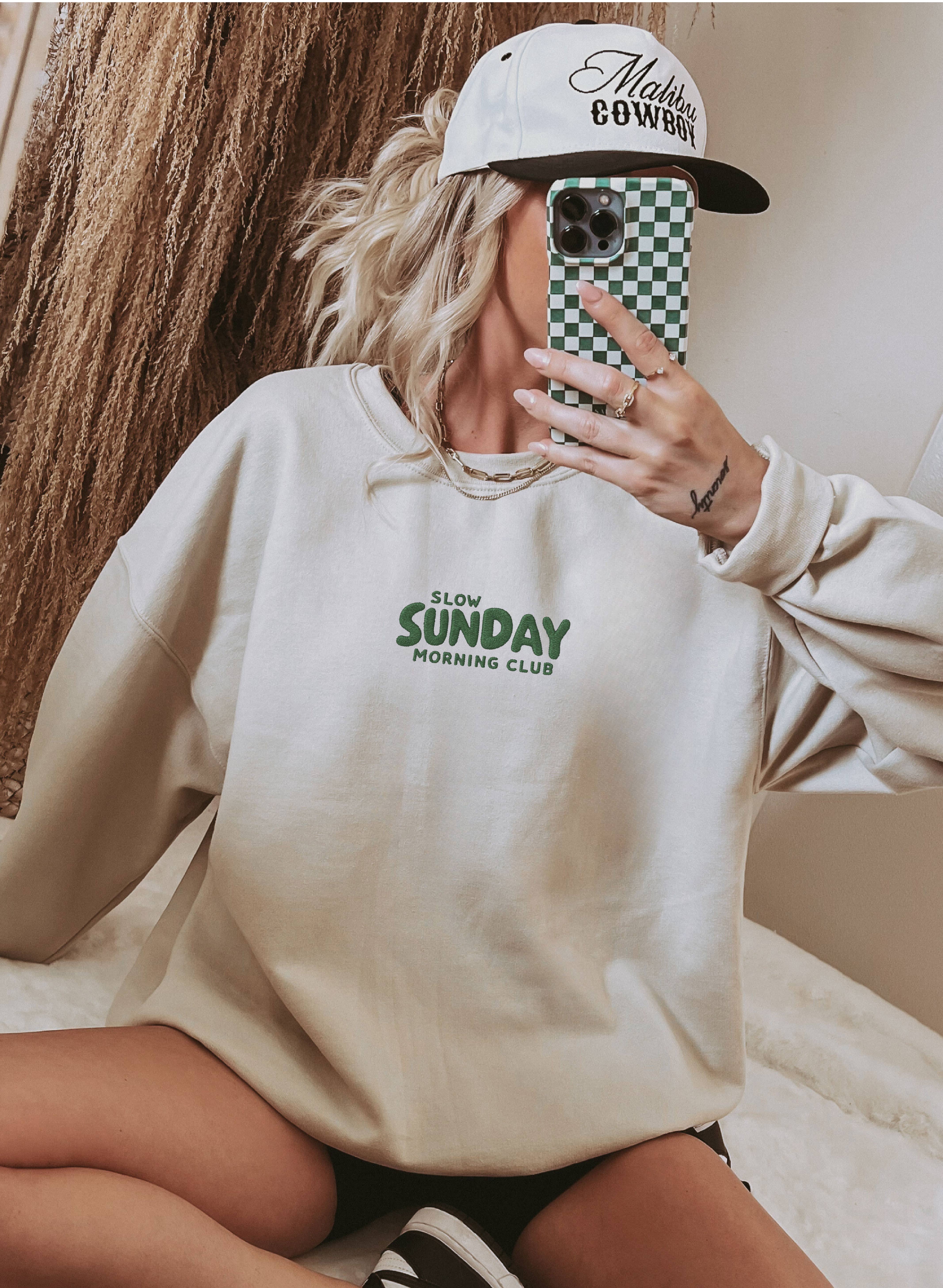P E T I T R U E - Wholesale Sweatshirt - Women's - Slow Sunday Minimalist Embroidered Sweatshirt 1
