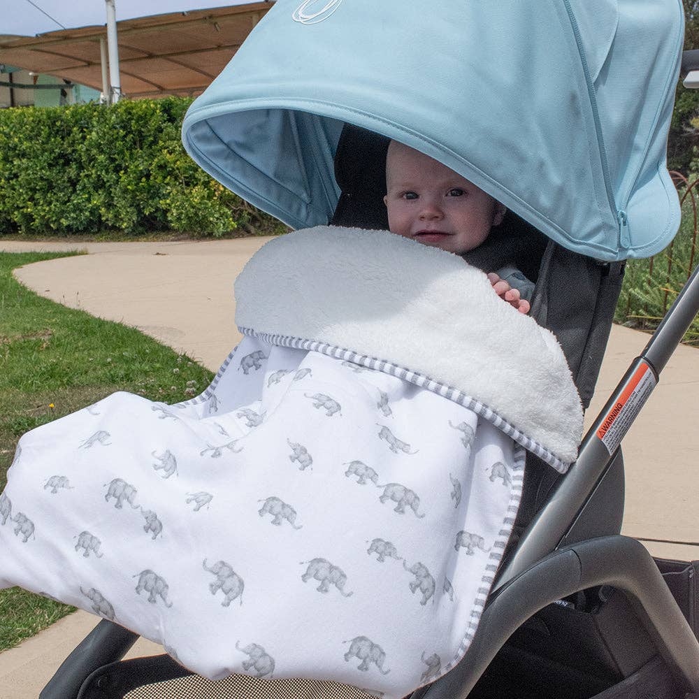 Living Textiles - Wholesale Bedding Blanket - Kids & Baby - Jersey Sherpa Blanket - Elephant Heritage2