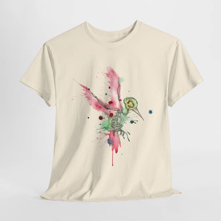 Kolibrie Skelet Unisex Zwaar Katoenen T-shirt voor wholesale door LVB Art