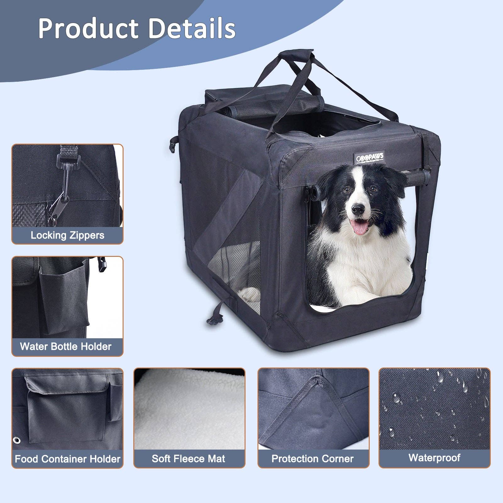 Jespet - Wholesale Pet Carrier - Cat/Dog - Jespet Indoor & Outdoor 3-Door Collapsible Soft-Sided Dog, Cat & Small Pet Crate, Black, 30''2