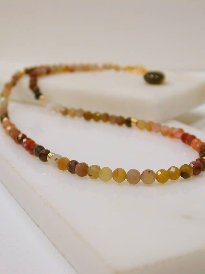 Rainbow Agate Gemstone Strand Necklace. Layering Necklace for wholesale by Linda Trent Jewelry