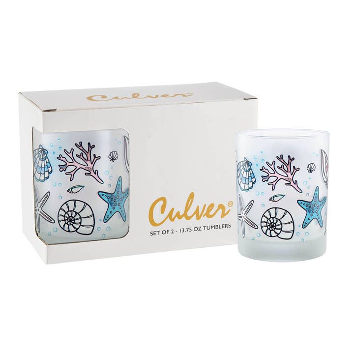 Culver - Wholesale Cocktail/Liquor Glass - Frosted Seashell Cocktail Glasses - Set of 2