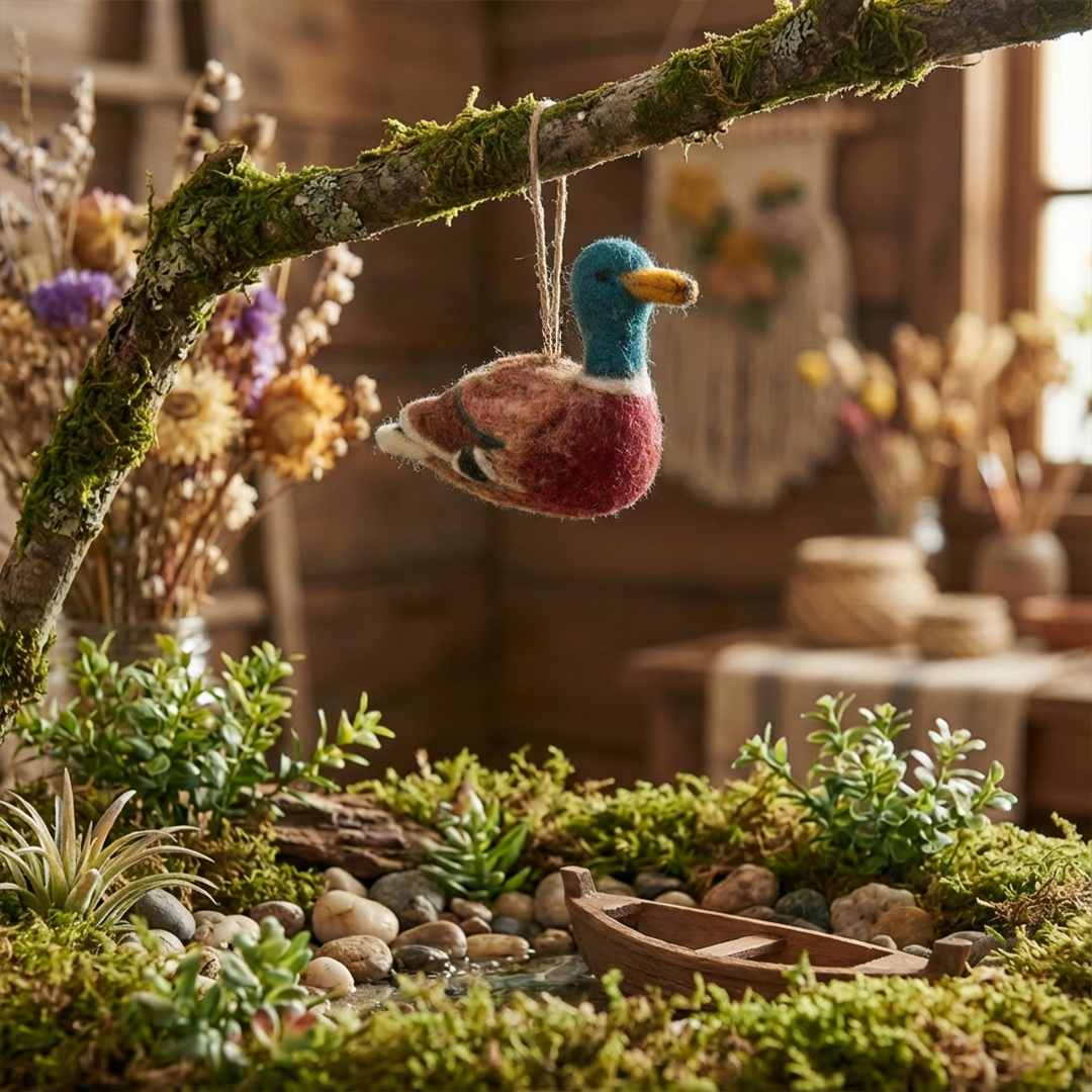 Felt So Good - Venta al por mayor Adornos - Decoración colgante de pato Maddox el ánade real de fieltro hecho a mano1