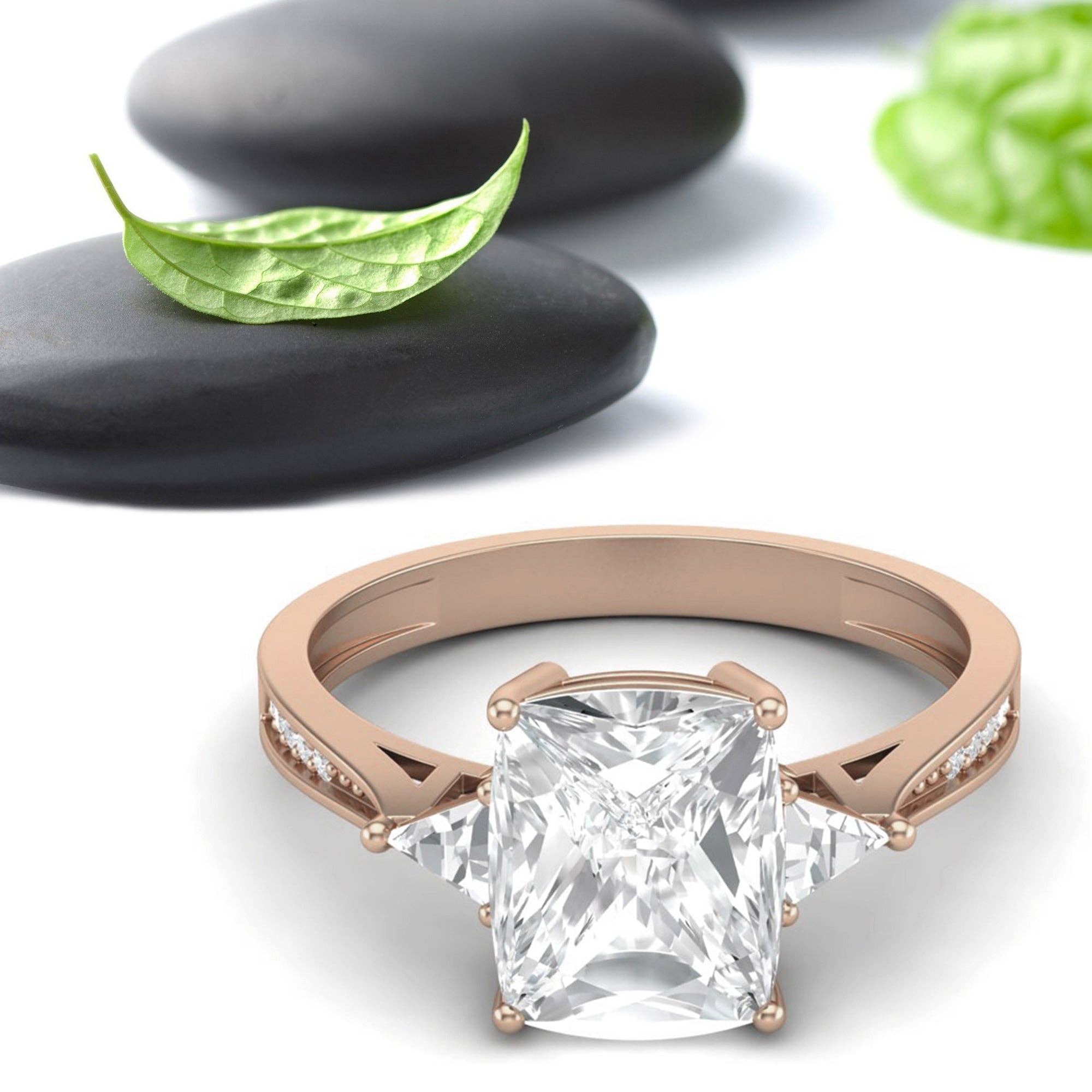 White 925 Sterling Silver 9x7MM Cushion Shape Moissanite Three Stone Women Promise Ring for wholesale on Faire12