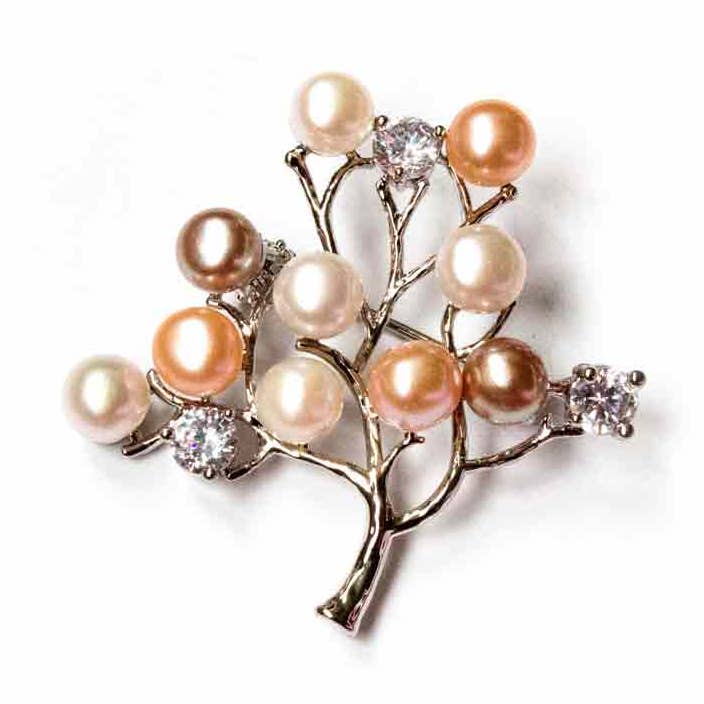 FRUITY TREE SILVERY PEARL BROOCH for wholesale by Timeless Pearl