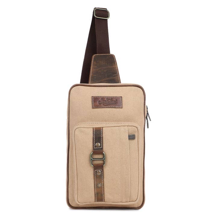 Lærred & Læder Sejltaske til kvinder - Khaki for engroshandel hos Sixtease Bags USA