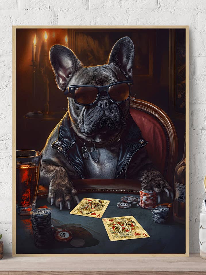 Wandbild auf Leinwand, Motiv „French Bulldog Poker“ für den Großhandel von Arttique - Artistry Canvas Prints