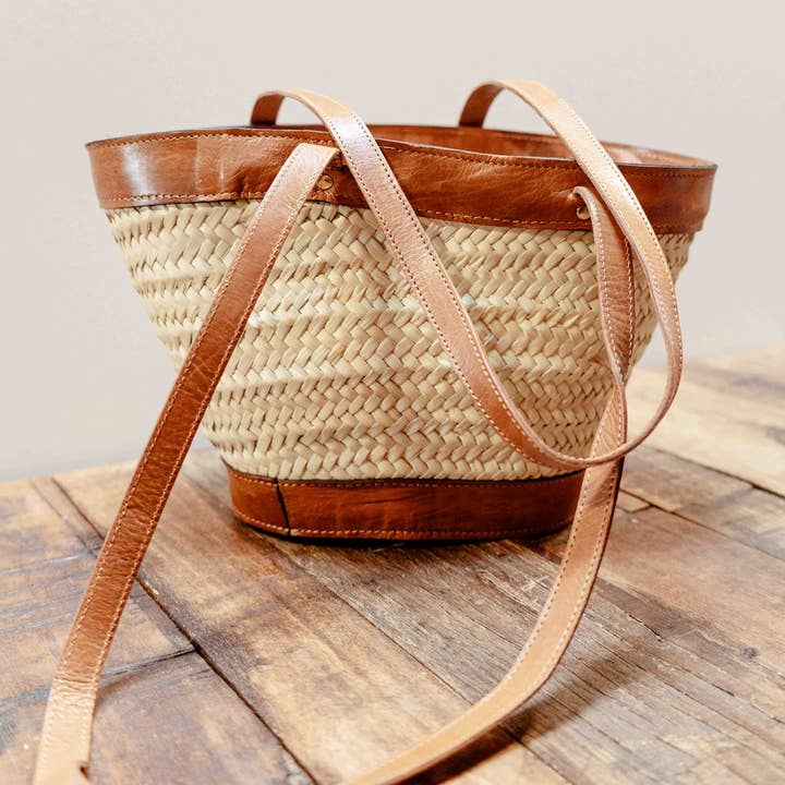 Leather Trim Herringbone, Long Handle for wholesale by Medina