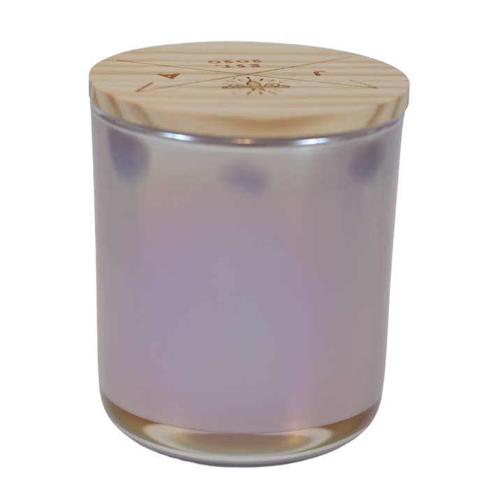 June Apothicarie - Wholesale Jar/Filled Candle - Mackinac Island Lilac 12 oz Glass Wooden Wick Candle