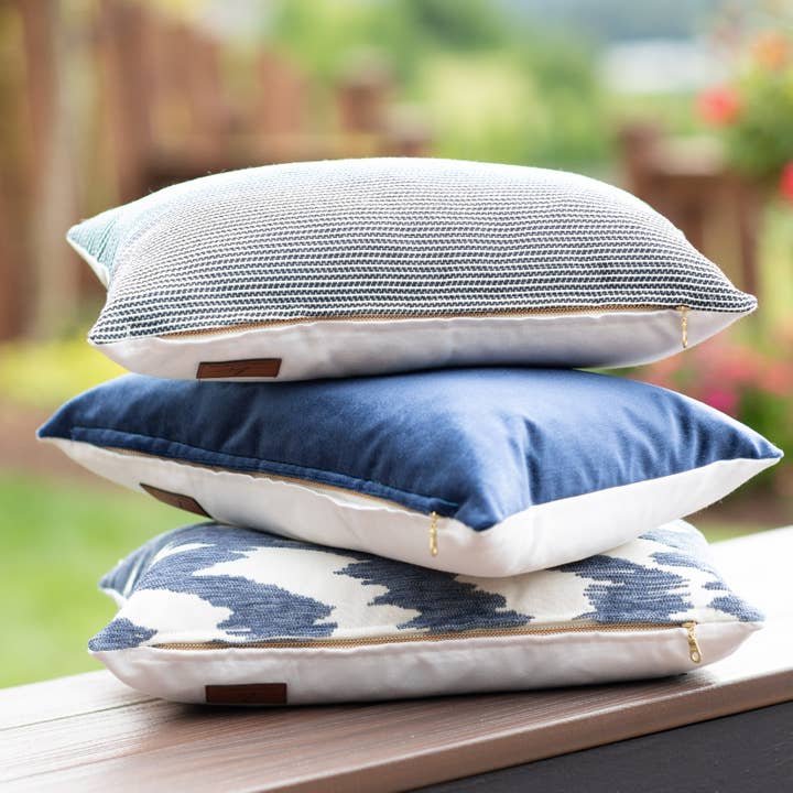 Linen & Ivory - Wholesale Throw Pillow Cover - MIDNIGHT || Navy/ Indigo Velvet Indoor/Outdoor Pillow Cover1