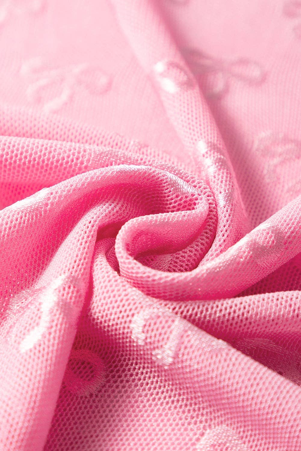 Lovesoft - Wholesale Blouse - Women's - Pink Mesh Bow Pattern Long Sleeve Top6