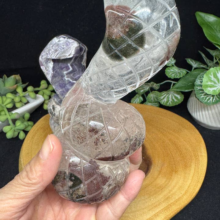 The 7 Directions - Wholesale Spiritual Stone/Crystal - 2 pc Snake Cobra bundle amethyst lodolite G78914