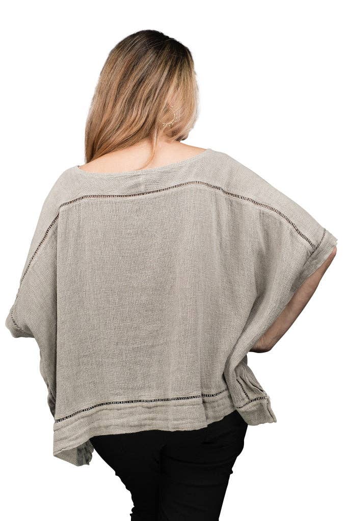 TINA Stephens Italy/Tees By Tina - Vente Chemisier – femme - Haut Ali Lin-Co Line Detail (BQ169)9