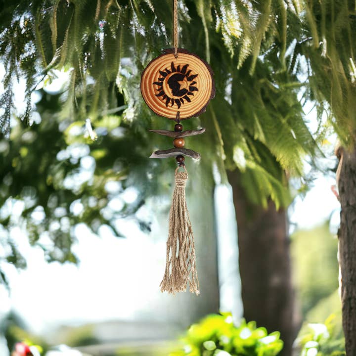 Celestial Hanging Pine Slice for wholesale by Om Gallery