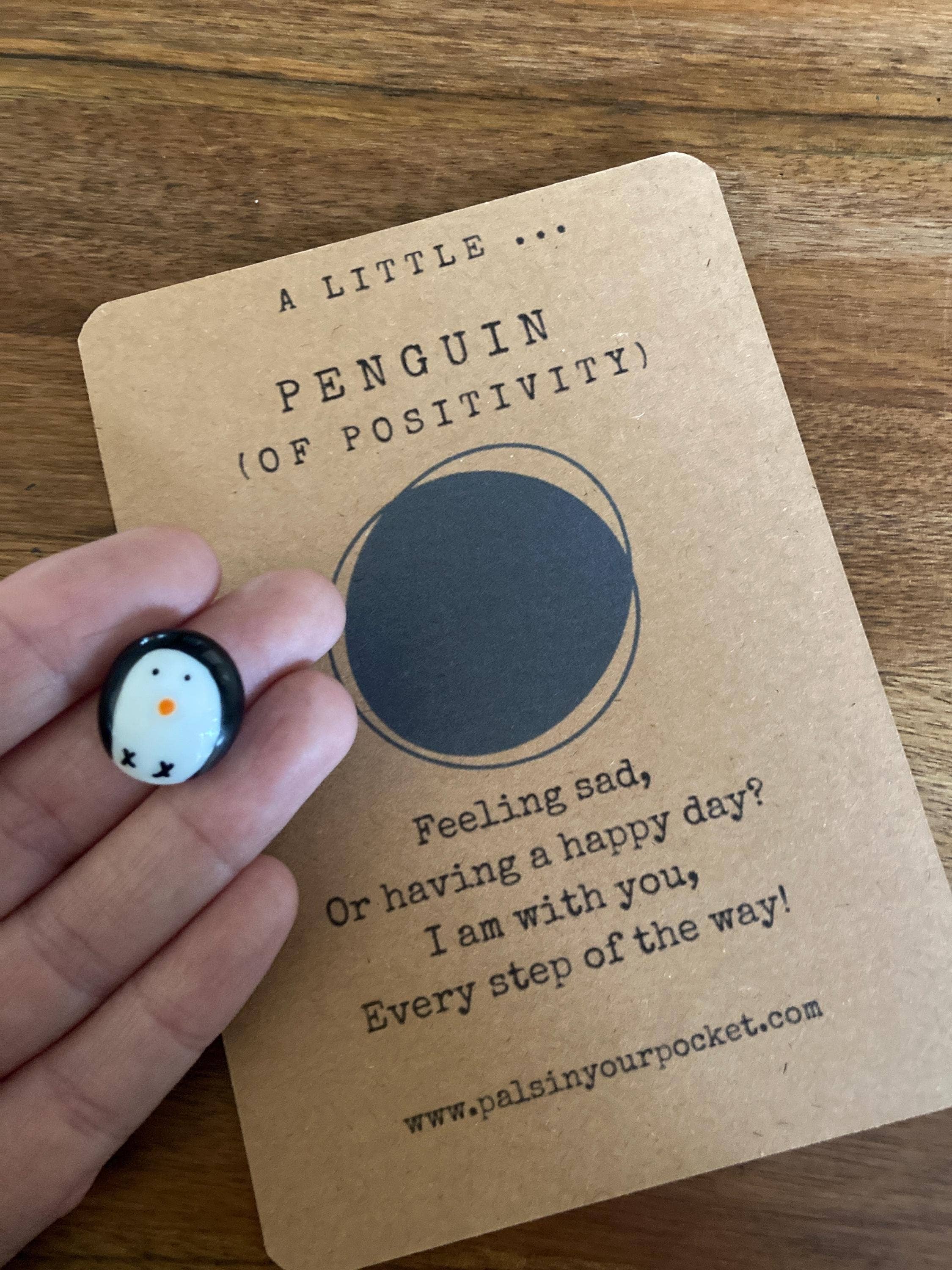 Pals in your Pocket – wholesale Keepsake coin/token – Handmade Anxiety Relief Pocket Penguin Rock1