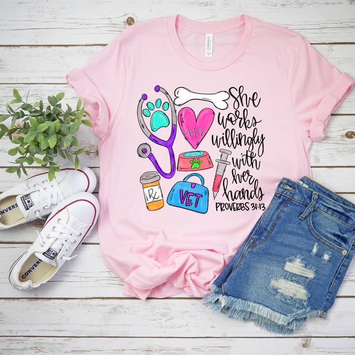 Bama Screens - Wholesale Sublimation Transfer - She Works Willing Vet #C111