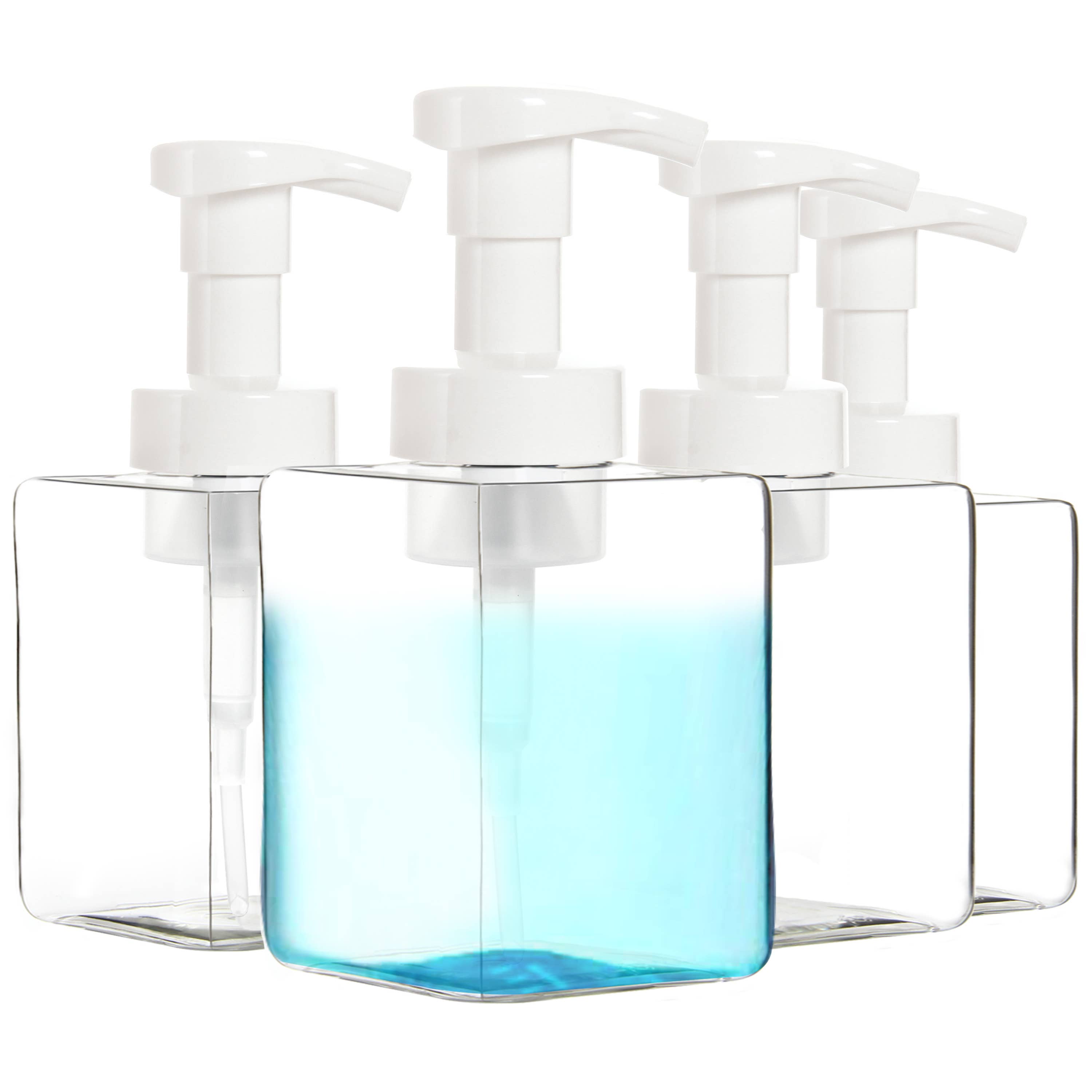 Youngever - Wholesale Soap Dispenser - Youngever 4 Pack 12OZ Plastic Square Pump Bottles - Clear0