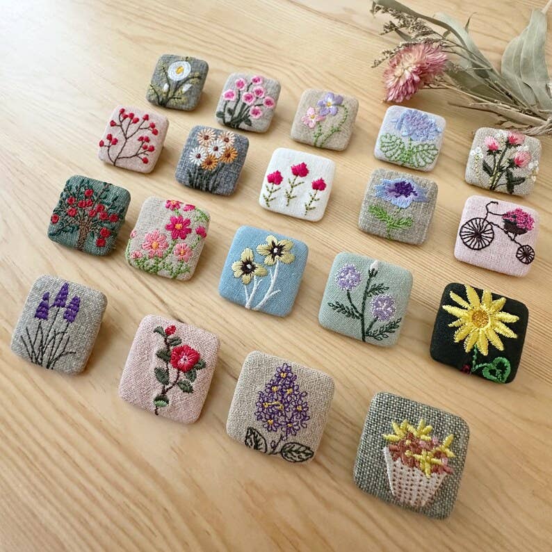 Giggle with Love - Wholesale Brooch - Floral Embroidery Brooch Pin| Handmade Girl Embroidered Pin4