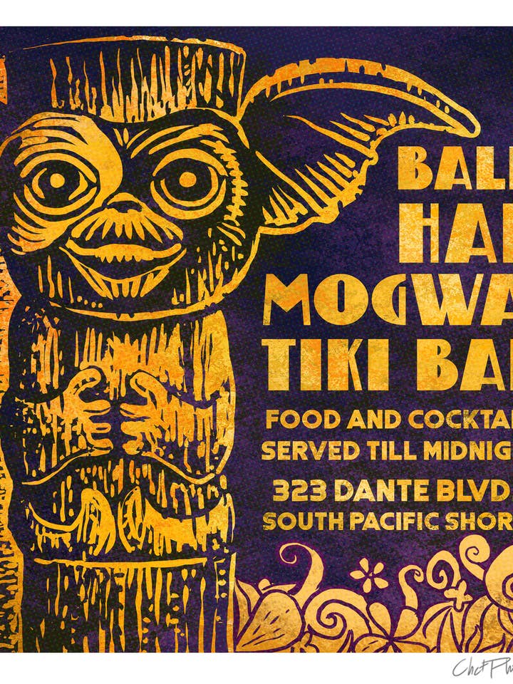 Mogwai Tiki Matchbook 11" x 11" Art Print for wholesale by ChetArt