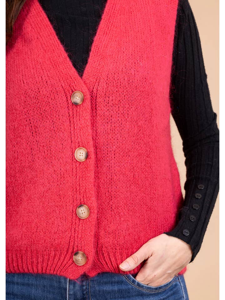 LINEN & COTTON HOUSE - Wholesale Sweater Vest - Women's - Sleeveless sweater with buttons 507140