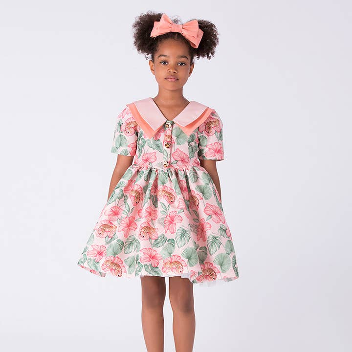 Mahe Lotus Floral Girls Dress for wholesale by Mama Luma