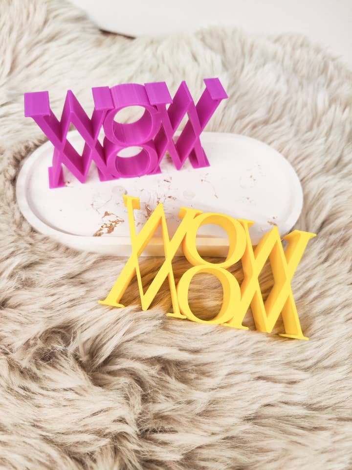 3D skrifttræk "wow mor" – ensfarvet dekorativt blikfang for engroshandel hos afHandmade