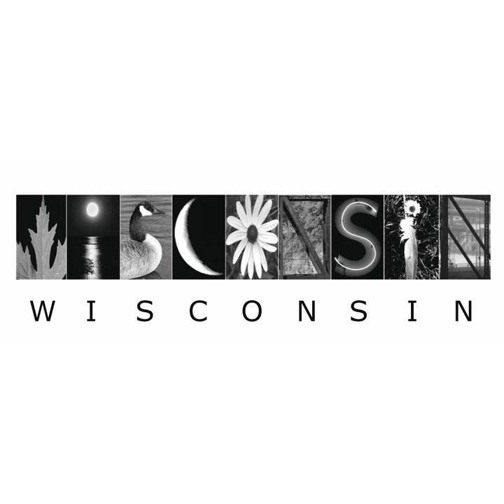 TARJETA DE FELICITACIÓN WISCONSIN 01, Recuerdo -fotografía de alfabeto para venta al por mayor de PhotoWord Art