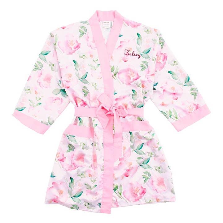 Weddingstar Inc. - Wholesale Robe - Women's - Women's Floral Satin Robe With Pockets - 4 Colors5
