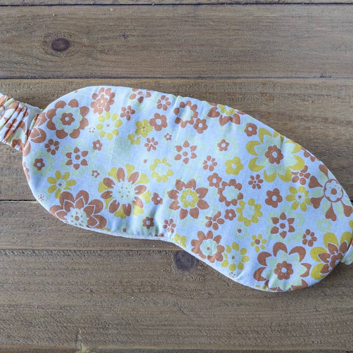 Masques de sommeil en velours de coton népalais avec motif floral, jaune pour la vente par Shakti.ism