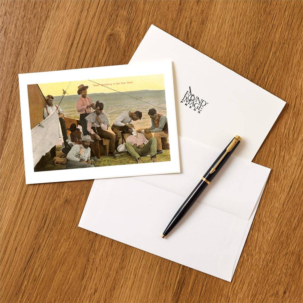 Found Image Press - Wholesale Stationery/Notecard Set - Greeting Card CB-15 Barbering in the Cow Camp1