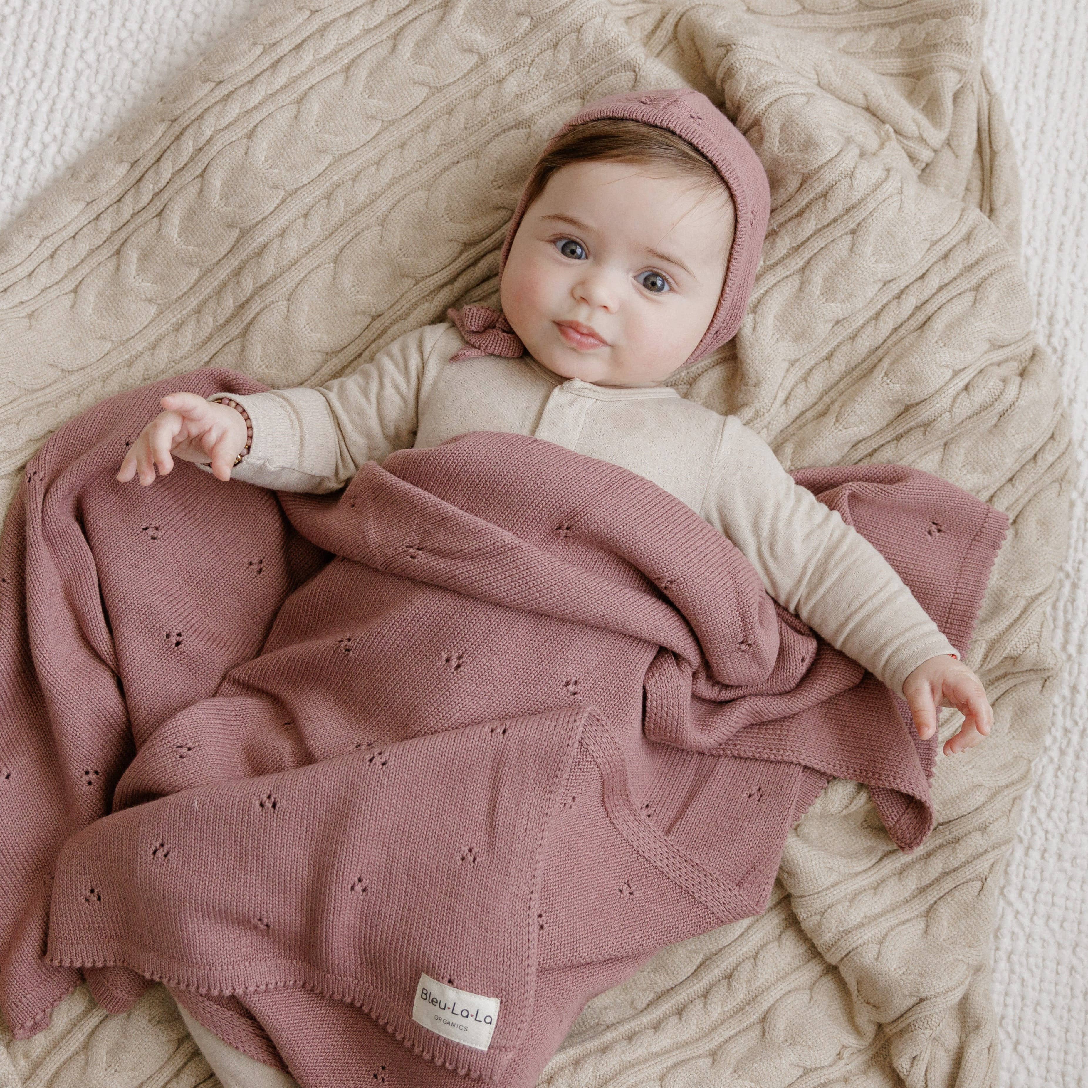 Bleu La La - Wholesale Receiving Blanket - Baby - 100% Organic Cotton Pointelle Swaddle Receiving Baby Blanket7