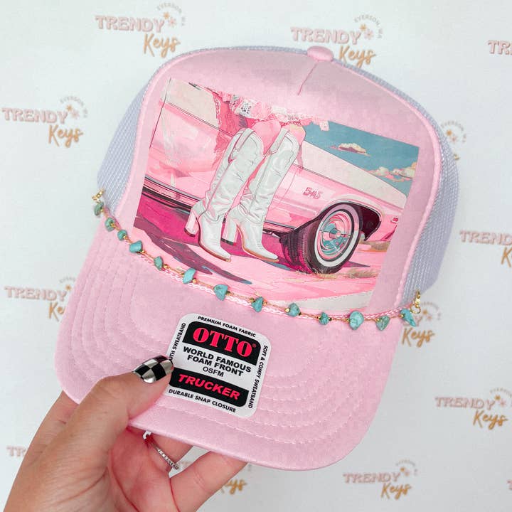 TrendyKeys - Wholesale Trucker Hat - Women's - Pretty Pink Cowgirl Trucker Hat 0