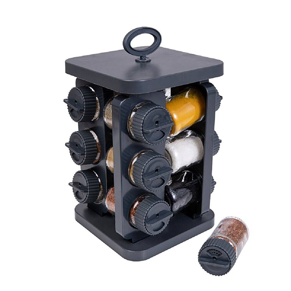 Biggbrands GmbH - Wholesale Kruidenrek - Herevin glazen kruiden-set grijs 105 cc, 12-delig0