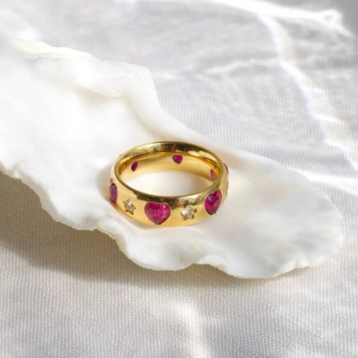 Nilo - Heart Crystal Gold Band por atacado de MeloMelo