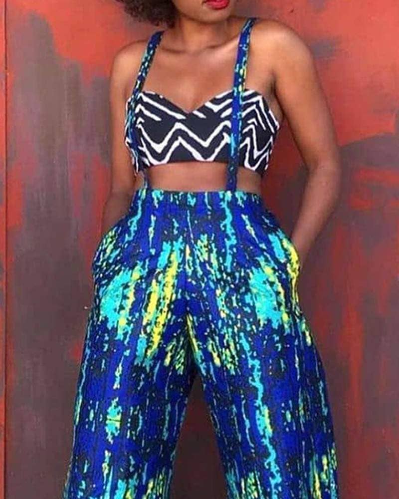 MULTICOLORE tuta grembiule astratta a gamba larga in vendita all'ingrosso su Faire2