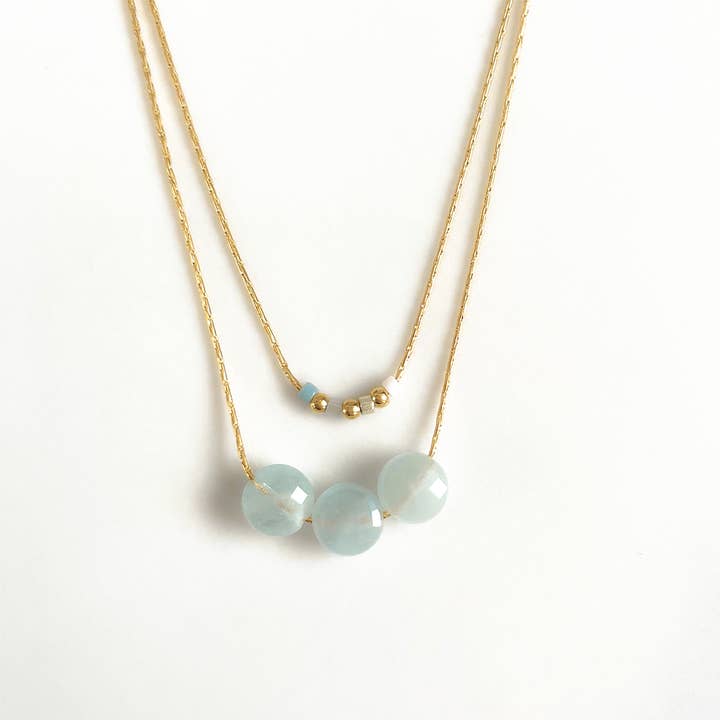 Dubbel halsband med blå mini-måne för wholesale av LITCHI