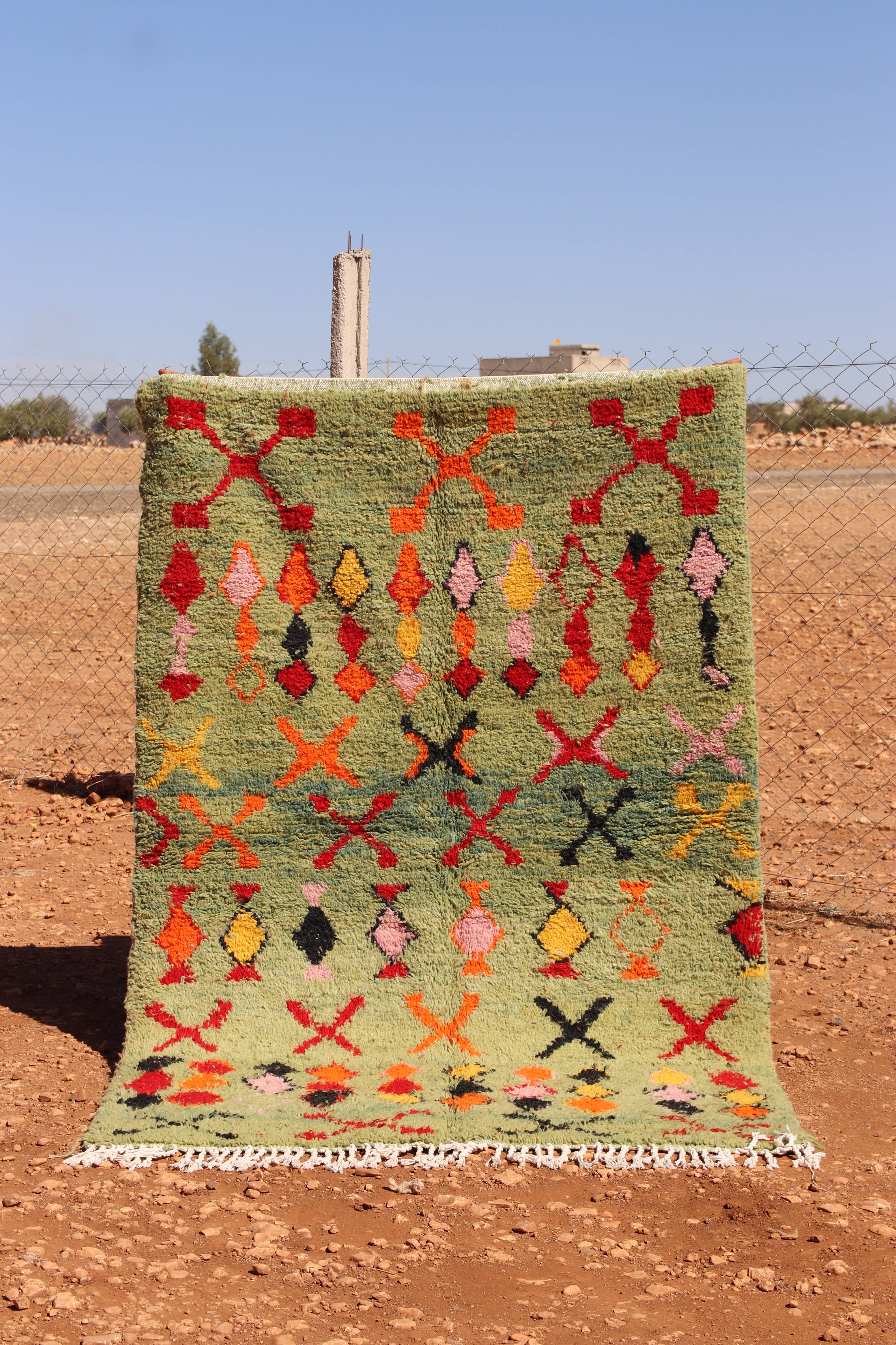 MUSMUSRUGS - Wholesale Rug Pad - Handcrafted Berber Moroccan Green Rug0