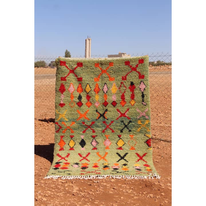 MUSMUSRUGS - Wholesale Rug Pad - Handcrafted Berber Moroccan Green Rug