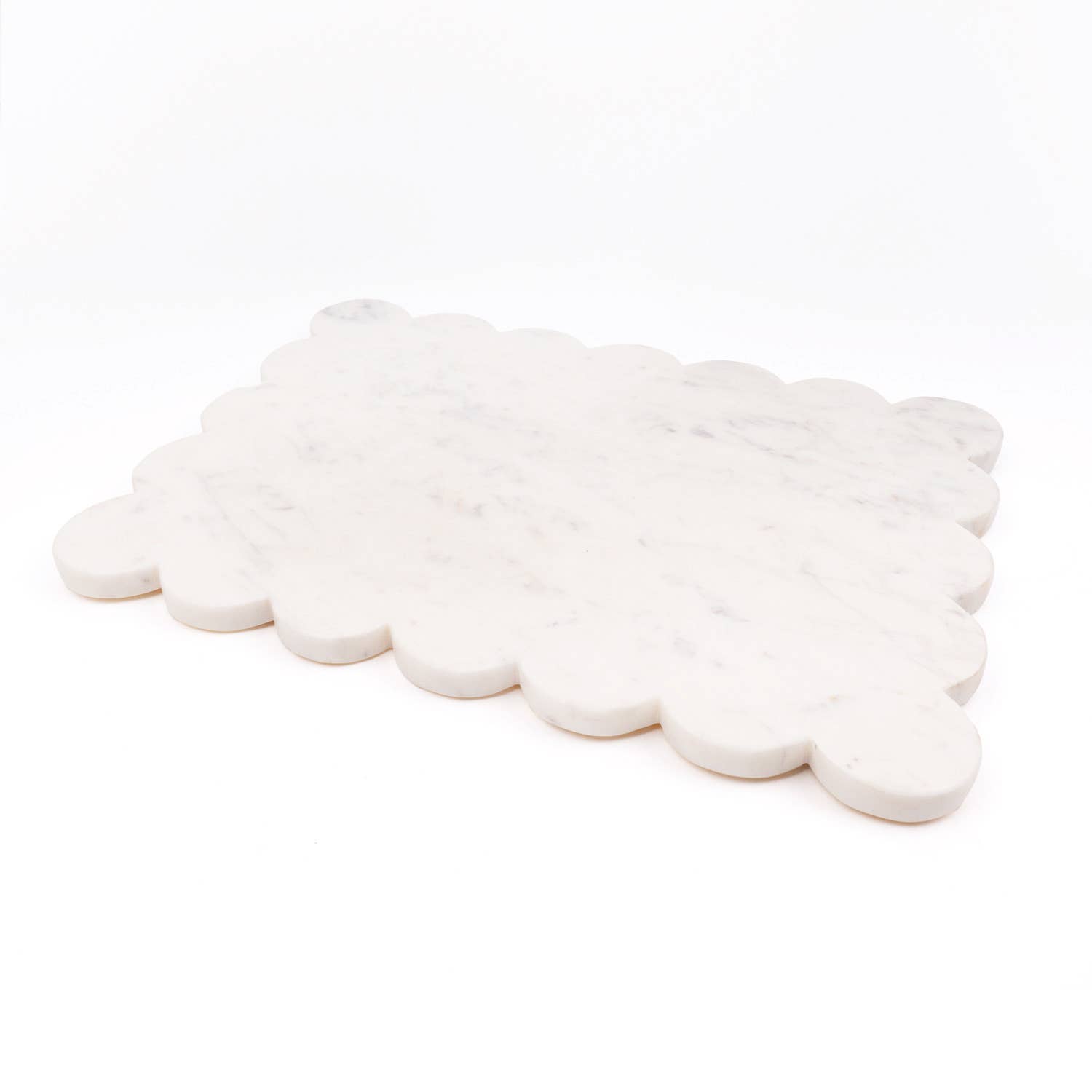 8 Oak Lane - Wholesale Cheese Board - White Marble Scalloped Serving Board1