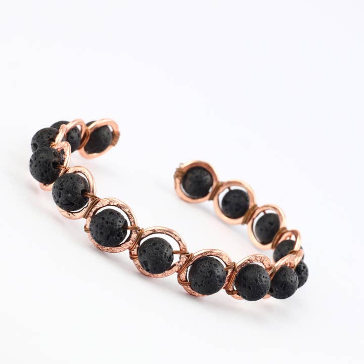 El'Cobre-Ecozonelifestyle - Wholesale Beaded Bracelet - Copper & Lava stone Crystal Bracelet