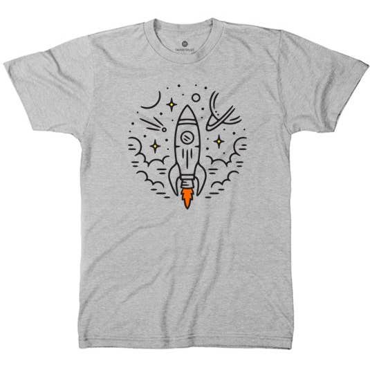 Rocket - T-shirt graphique unisexe gris chiné pour la vente par The Poster List