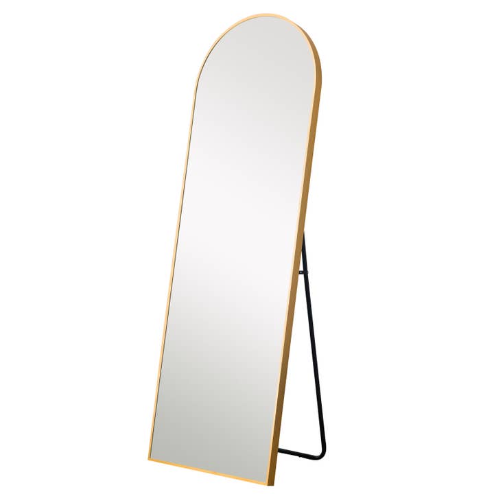 HomeRoots - Wholesale Floor Mirror - Narrow Gold Arched Full-Length Floor Mirror With Stand