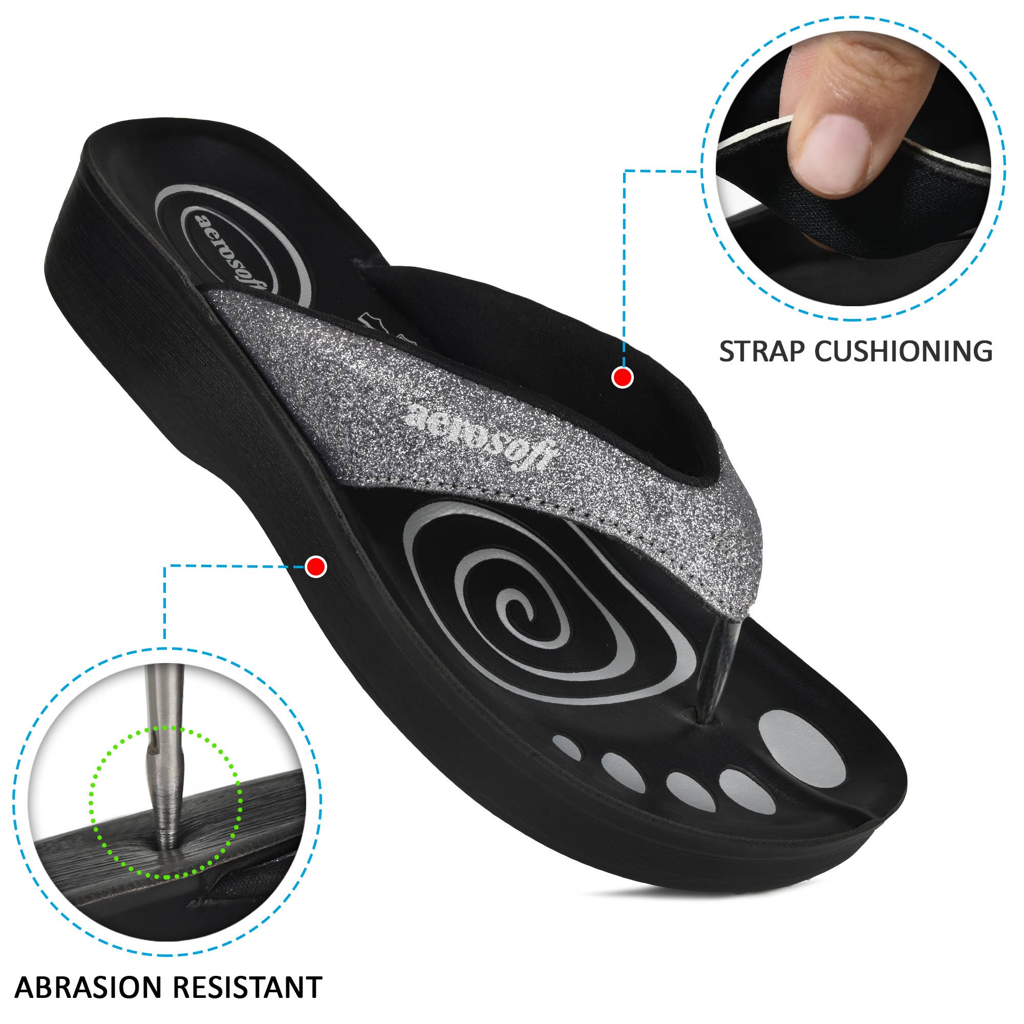 AEROSOFTFOOTWEAR - Wholesale Flip Flops - Women's - Aerosoft - Glitterati Thong Sandals for Women14