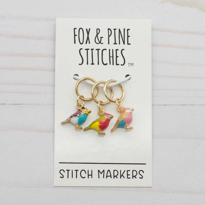 Bunte Vögel | Maschenmarkierer für den Großhandel von Fox & Pine Stitches