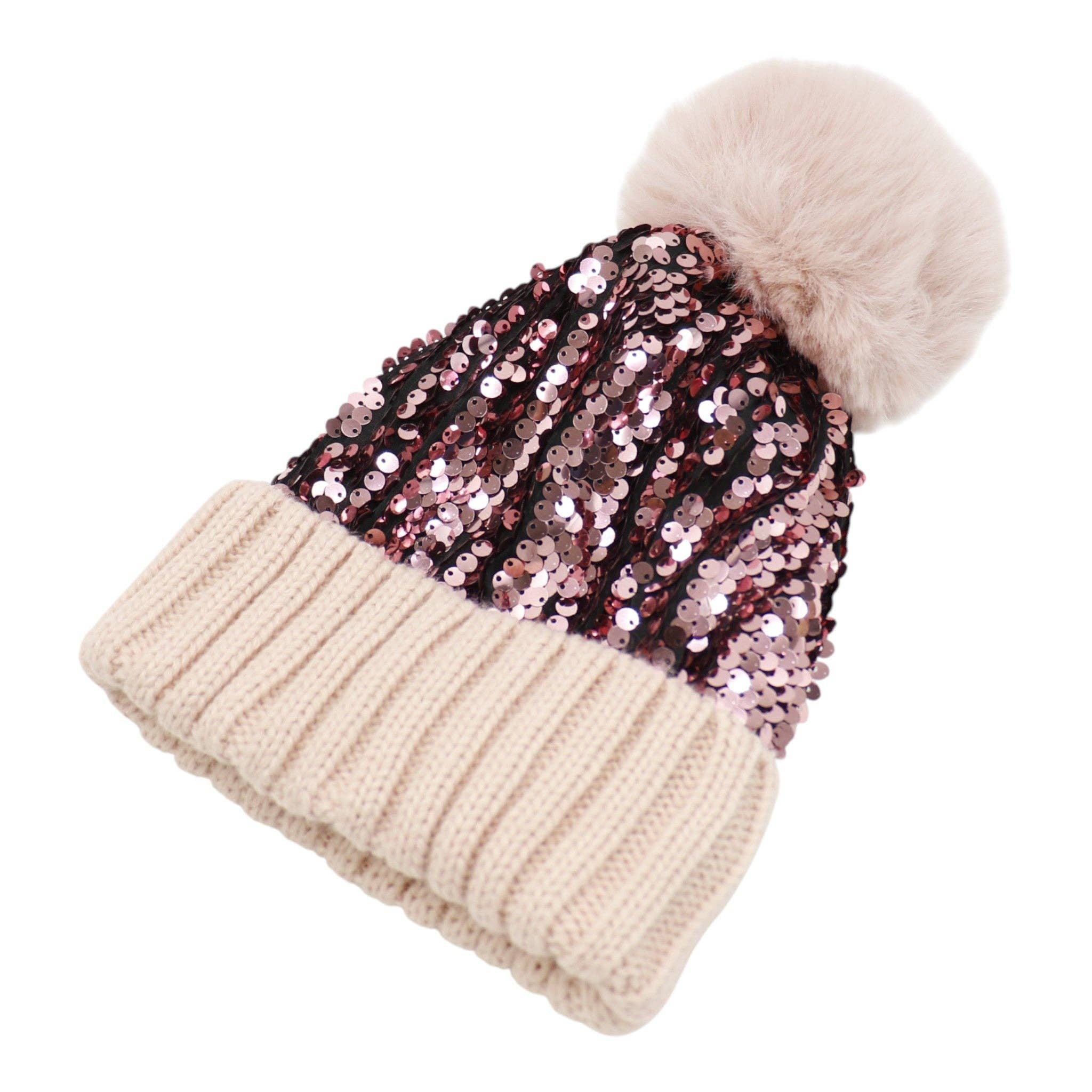 TAPA fashion – wholesale Mössa - Dam – Pom Pom Paljettmössa HA3715-1 (3ST)44