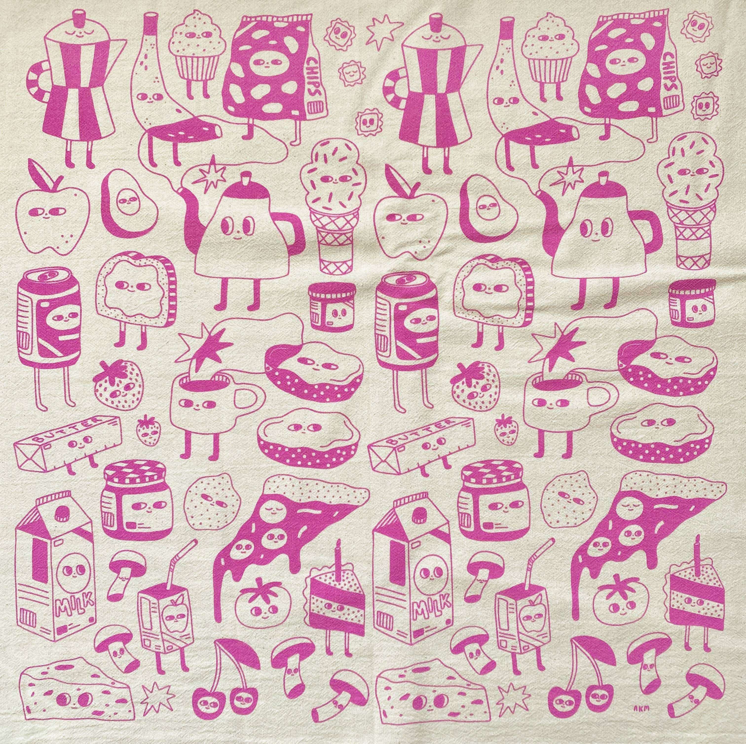 Allison Mckeen Art - Wholesale Tea Towel - tea towel - food friends3