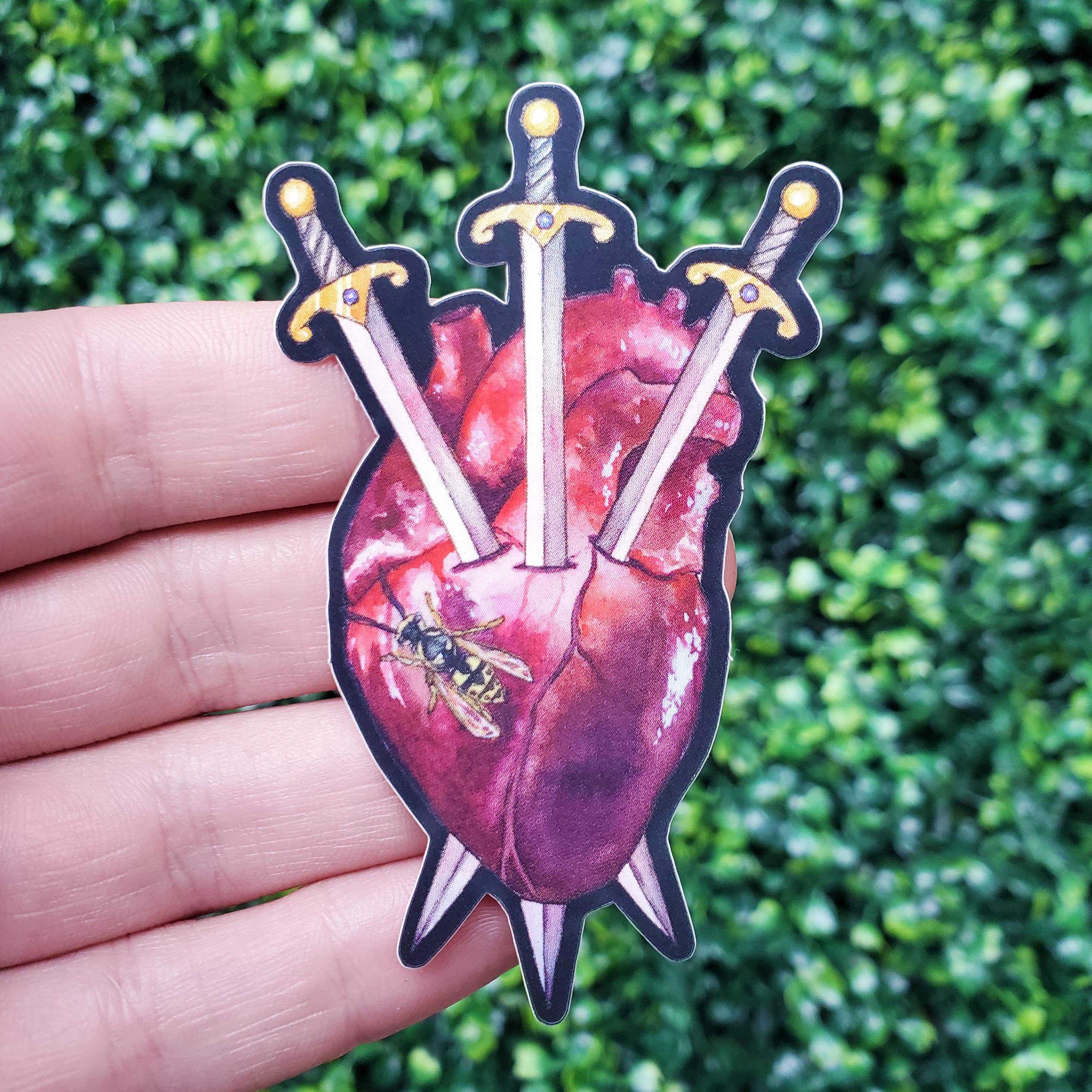 3 of Swords Matte Holographic Sticker for wholesale by Art by Trisha Hall
